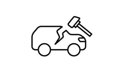 ハンマーで破壊された車のイラスト